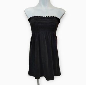 Vintage Y2K Juicy Couture Black Terry Cloth Strapless Cover-up Dress